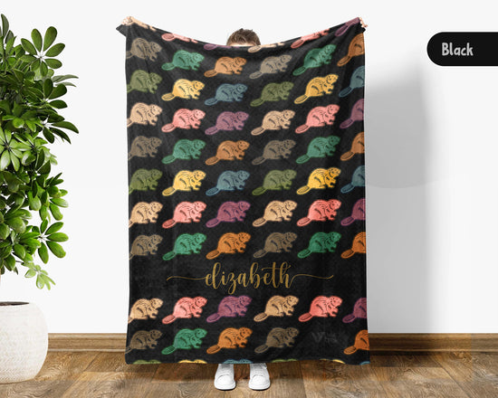 Personalized Beaver Throw – Cozy Custom Name Animal Blanket