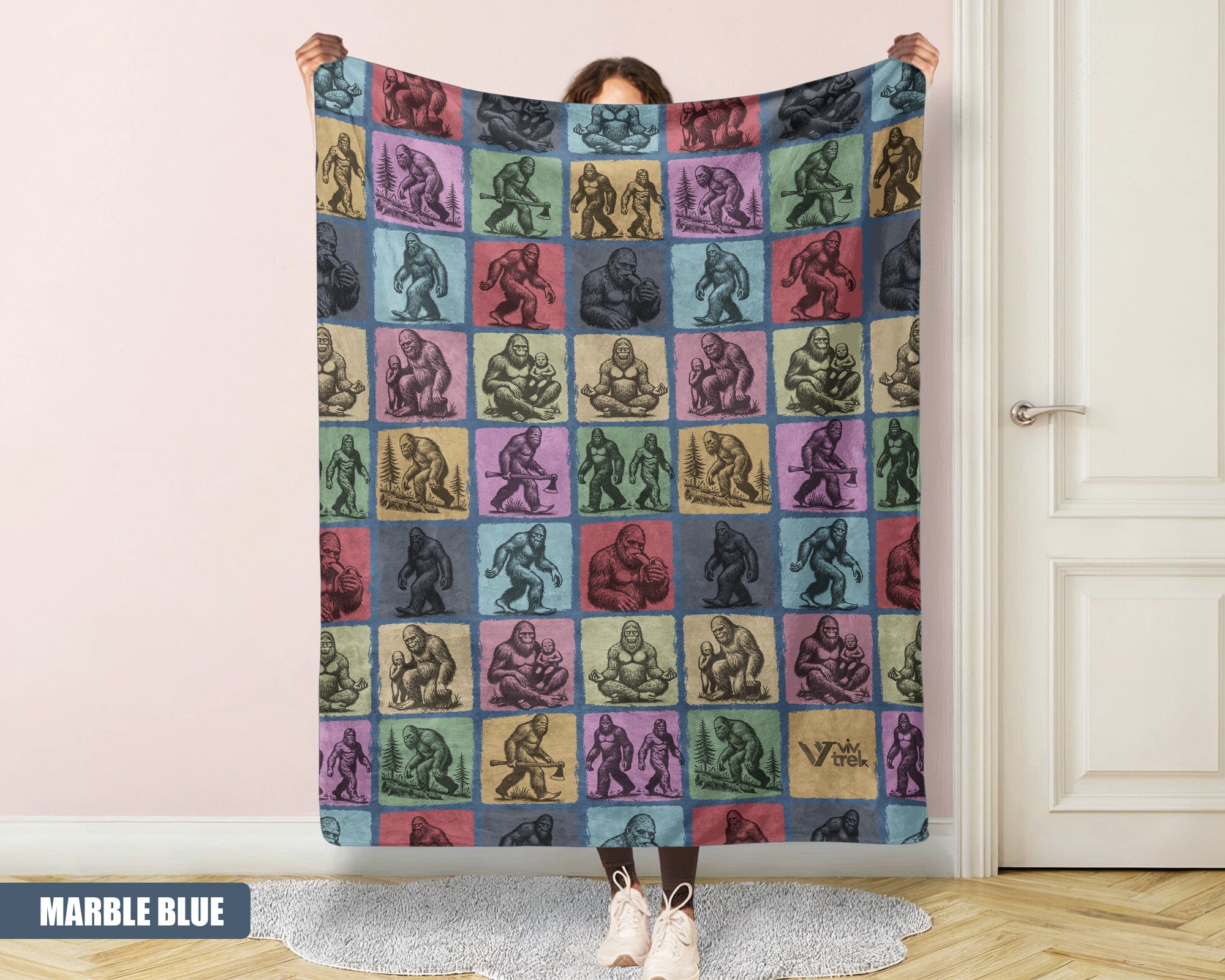 Bigfoot Gift Blanket, Vintage Sasquatch Throw, Cozy Retro Animal  display picture 1