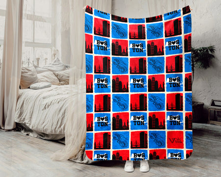 Boston City Map Blanket Throw, Cozy Retro New England Decor, Massachusetts Pride Gift, Historic Boston Sofa Throw Blanket