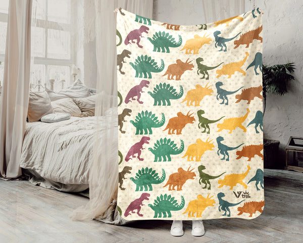 Retro Dinosaur Blanket Cozy Dino Lover Throw Vintage Style Prehistoric Wildlife Blanket Paleontology Gift Home Decor Idea for Couch Bedroom