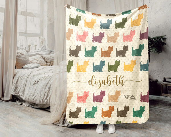 Personalized Yorkshire Terrier Blanket Custom Name Retro Puppy Throw Cozy Yorkie Dog Lover Gift Blanket for Home Decor and Gifts