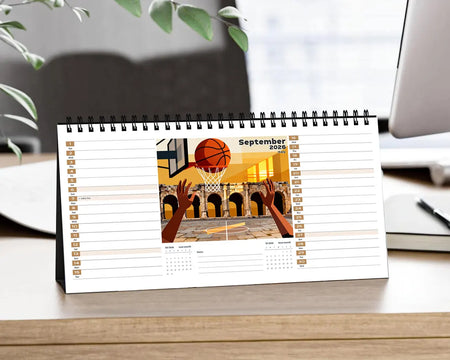 Basketball 2026 Desk Calendar | Desert Planner Unique Coach Fan Gift