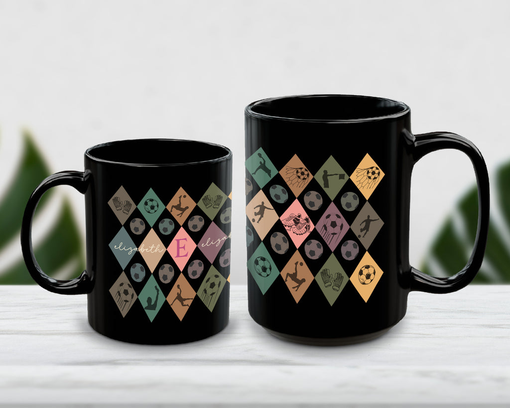 Retro Custom Soccer Mug, Personalized Name Football Coffee Cup, Unique Soccer Lover Gift, Vintage Sports Fan Mug, Player Gift Drinkware