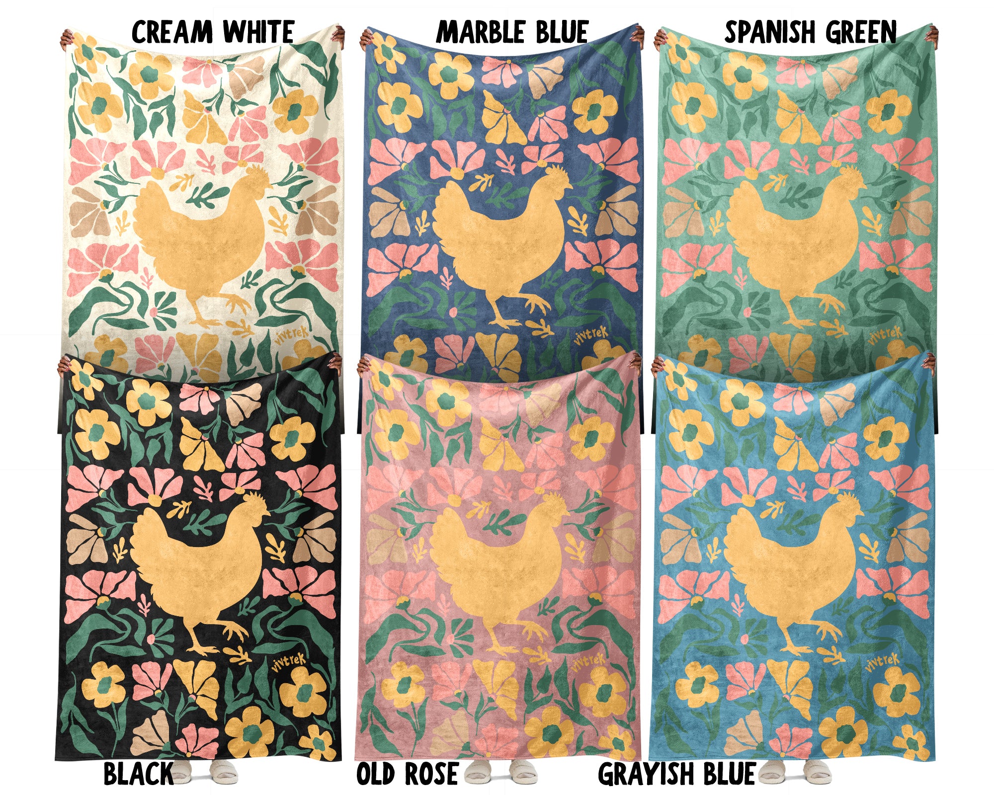 Floral Chicken Blanket – Cozy Wildflower Farm Animal Throw Gift