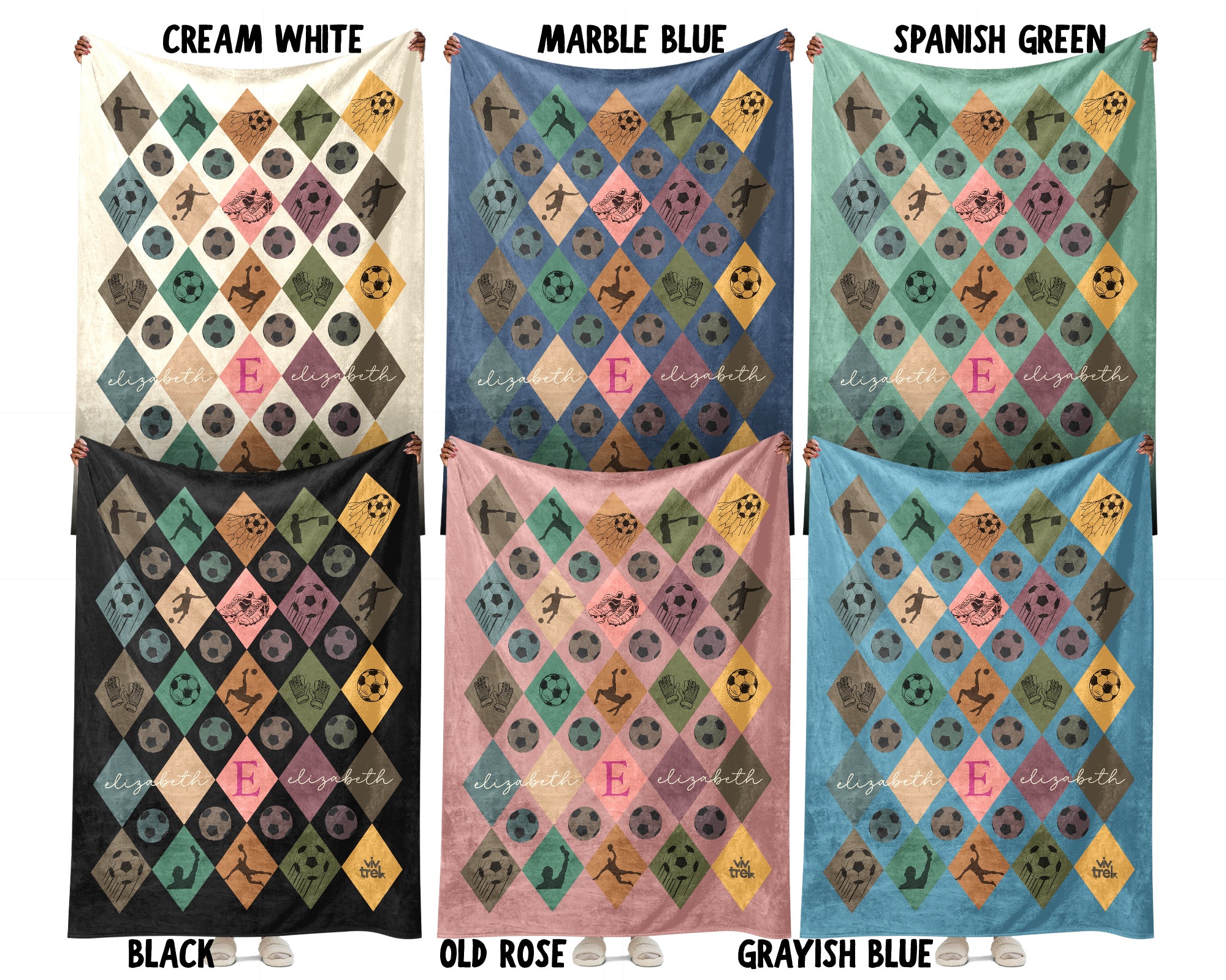 Custom Soccer Blanket, Retro Personalized Name Soccer Throw for Boys and Girls, Unique Soccer Lover Gift, Cozy Sports Blanket