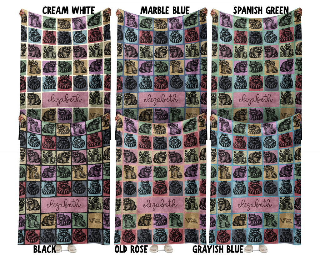 Personalized Raccoon Blanket Funny Animal Lover Throw Soft Wildlife Decor Unique Custom Name Gift for Home