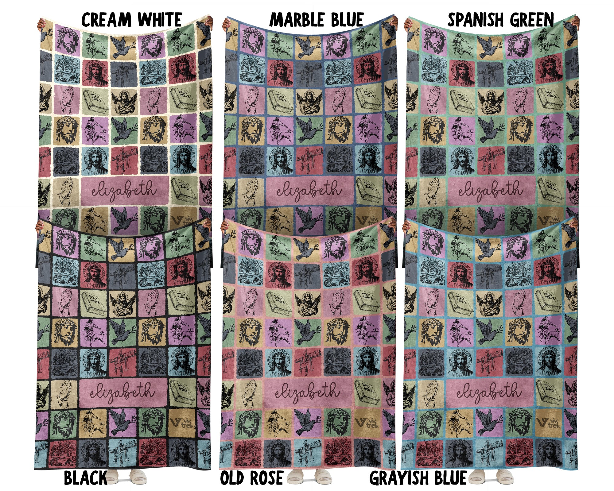 Custom Retro Christian Jesus Blanket Personalized Name, Cozy Faith Throw Gift for Believers, Religious Home Decor