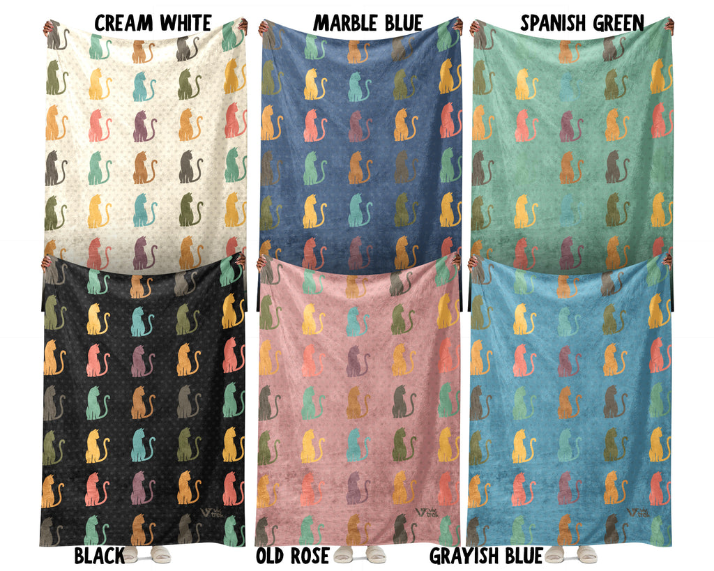 Retro Cat Lover Blanket Cute Kitty Throw Cozy Pet Gift Soft Cat Decor Unique Feline Home Accent for Animal Lovers