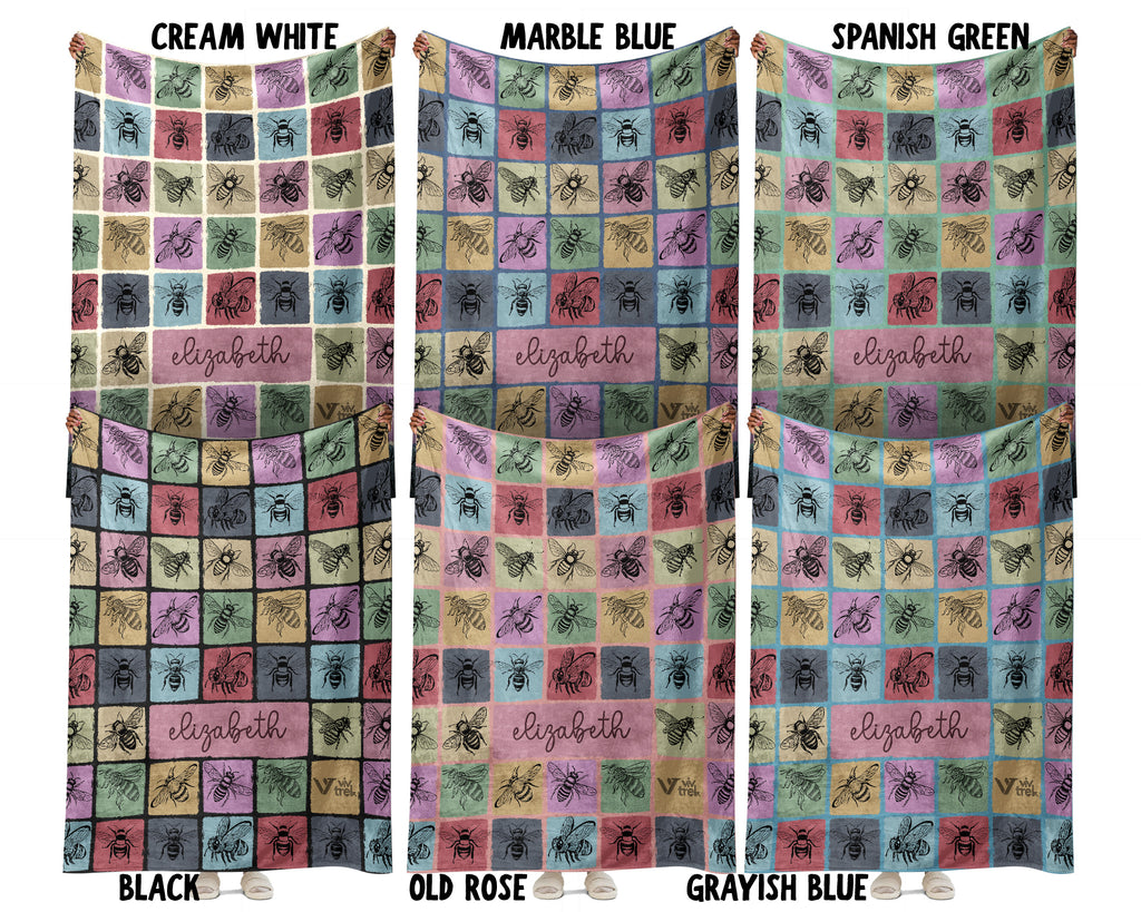 Personalized Bee Lover Blanket Cozy Vintage Bee Throw Gift for Home