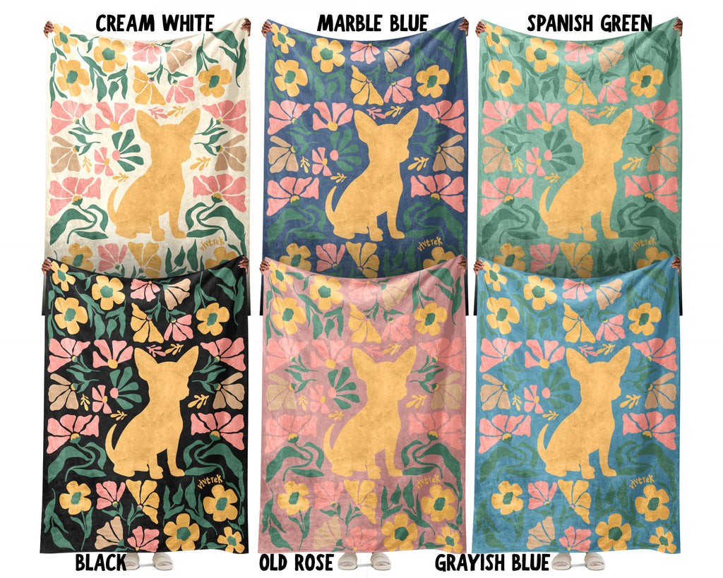Floral Chihuahua Blanket – Cozy Vintage Dog Lover Throw