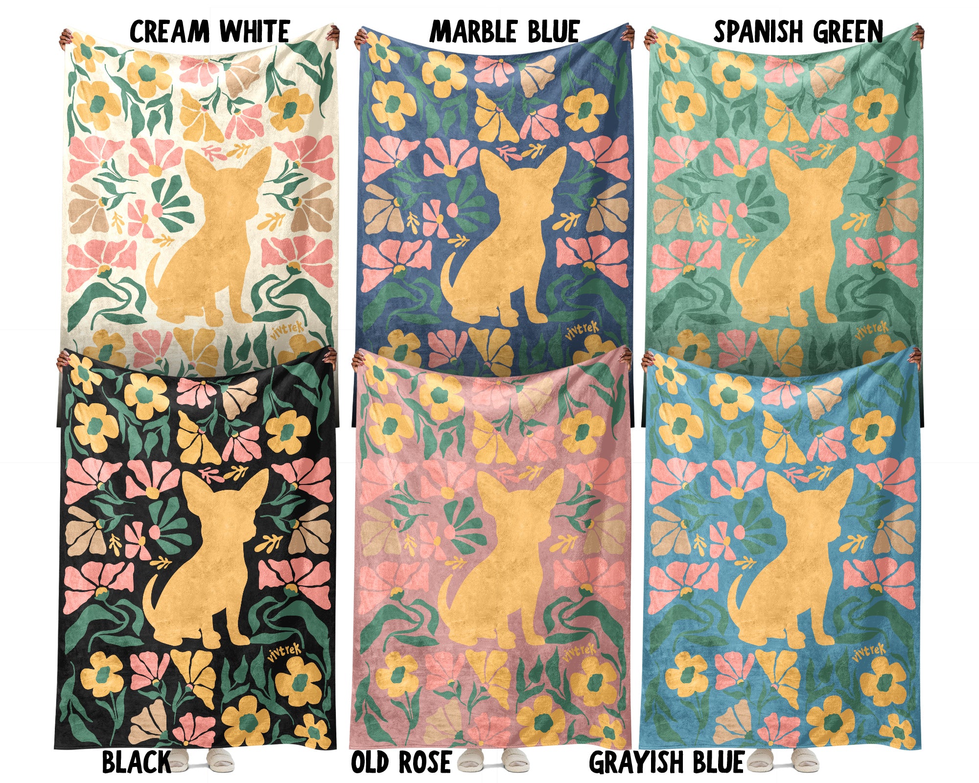 Floral Chihuahua Blanket – Cozy Vintage Dog Lover Throw