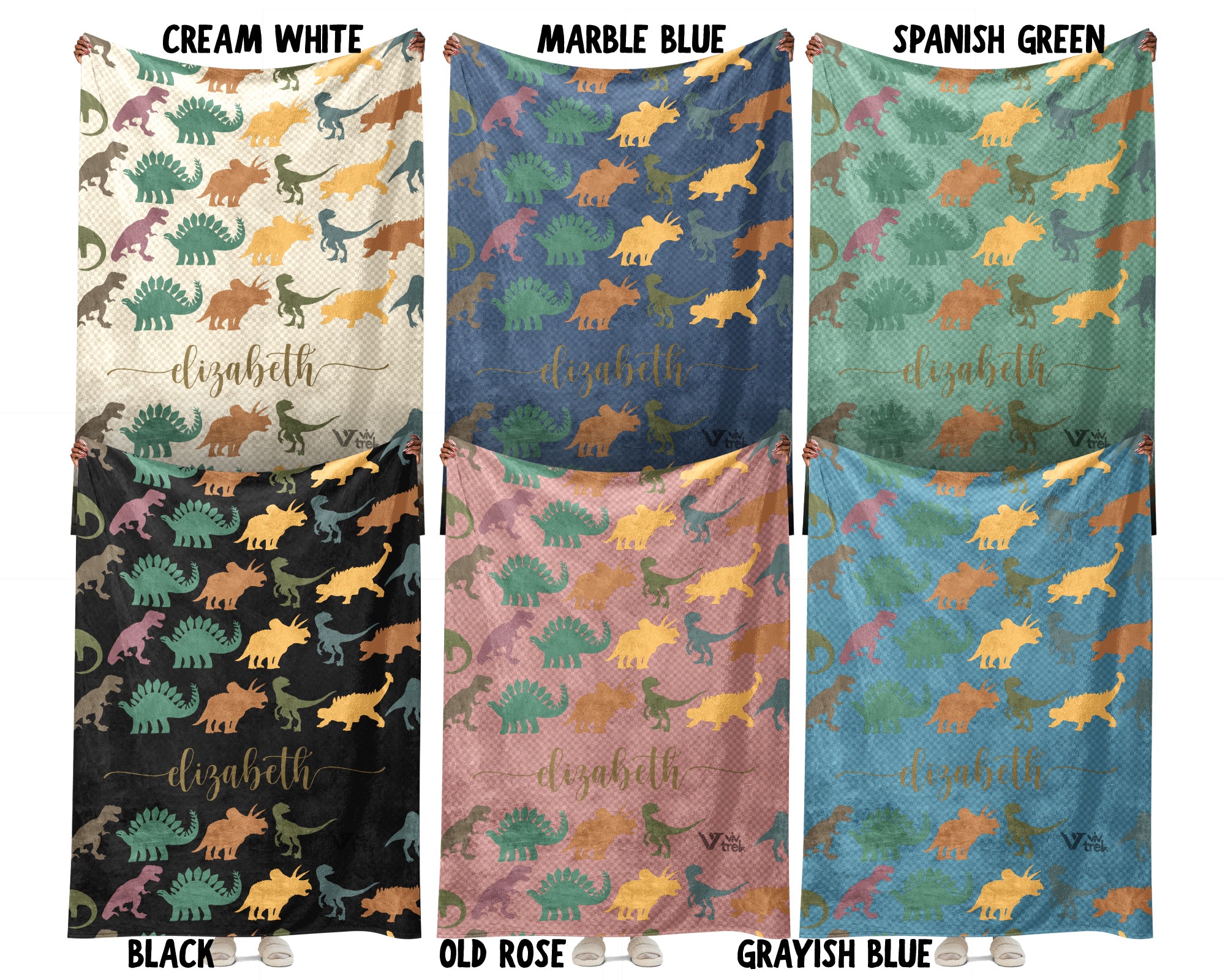 Personalized Dino Blanket Custom Name Prehistoric Animal Throw Retro Dinosaur Decor Cozy Gift Unique Home Accent Idea
