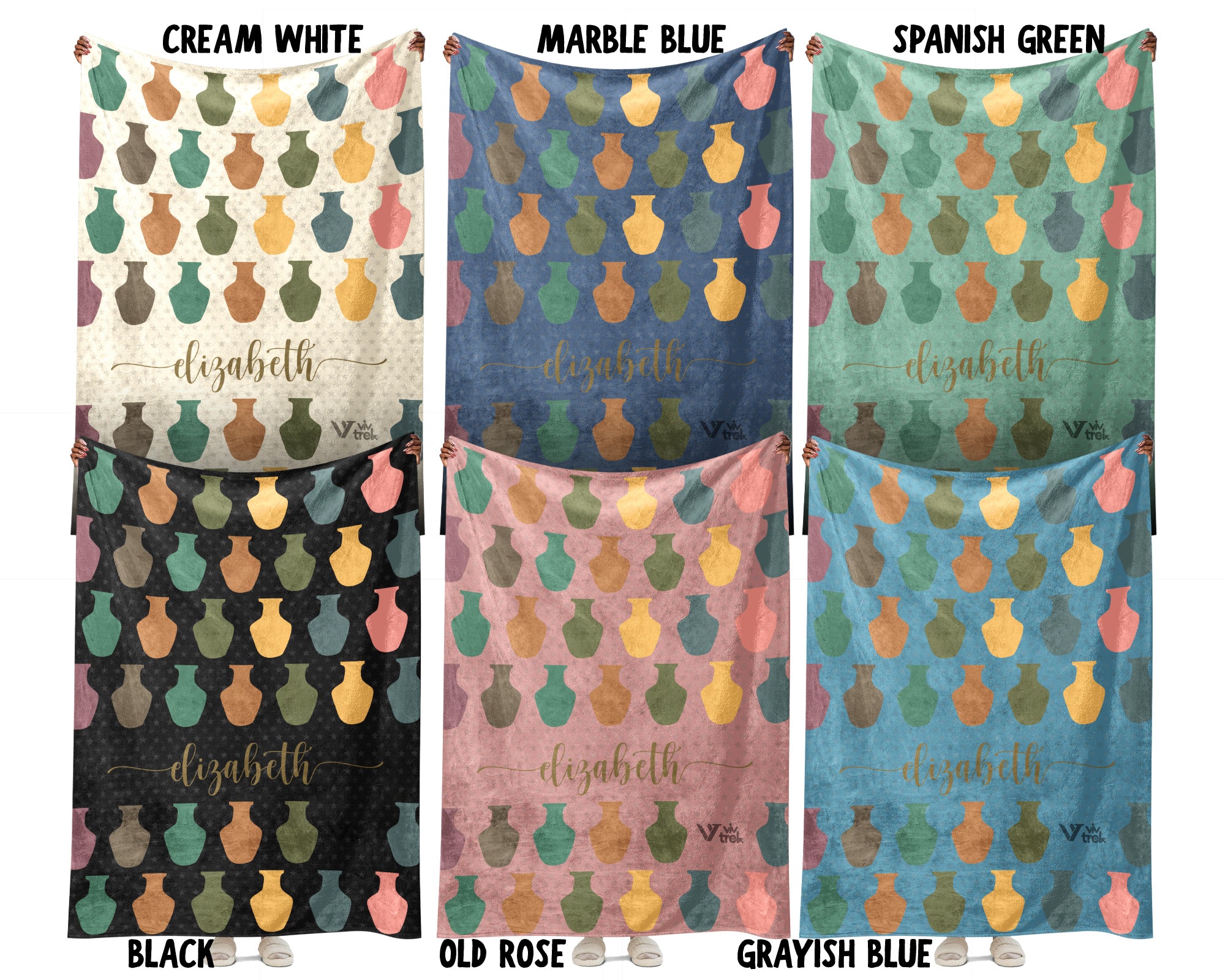 Personalized Pottery Blanket – Custom Name Ceramic Art Lover Throw