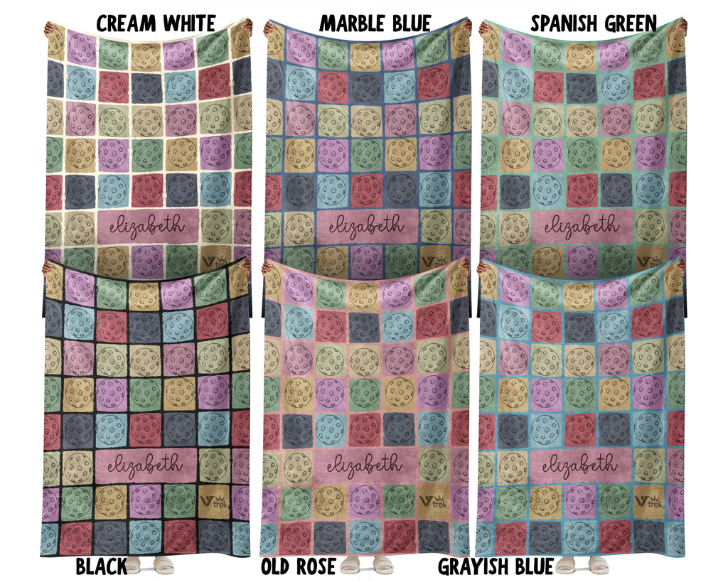 Personalized Pickleball Throw Blanket, Retro Sports Gift for Pickleball Lovers and Cozy Game Room Decor