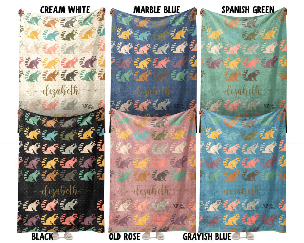 Custom Name Raccoon Lover Blanket Funny Animal Throw Cozy Personalized Gift Soft Wildlife Decor for Home