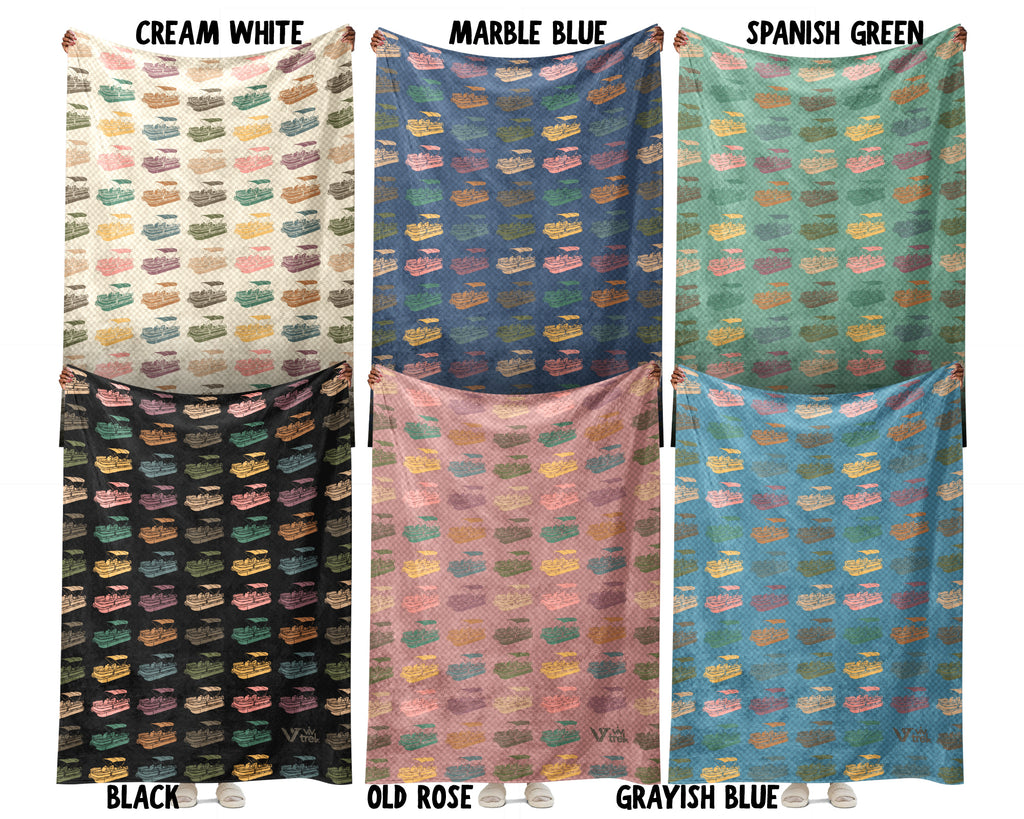 Vintage Pontoon Boat Blanket – Cozy Nautical Throw for Lake Lovers