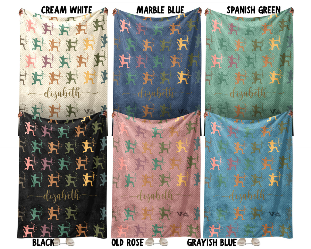 Custom Name Archery Blanket, Personalized Sports Throw, Cozy Archer Gift, Rustic Athletic Home Decor Blanket