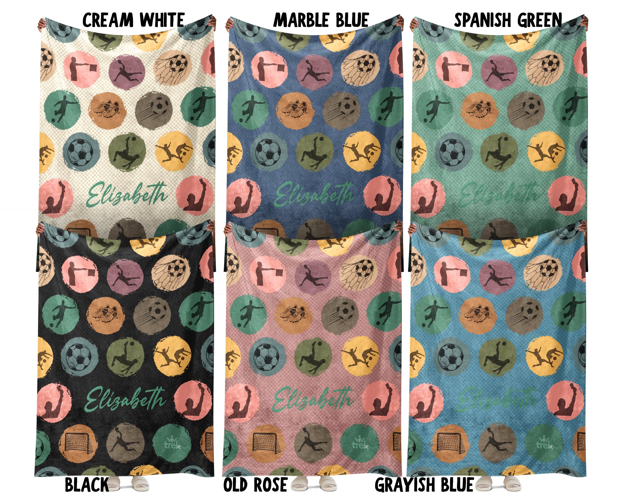 Retro Custom Soccer Blanket, Personalized Name Soccer Throw for Boys and Girls, Unique Soccer Lover Gift, Cozy Sports Blanket