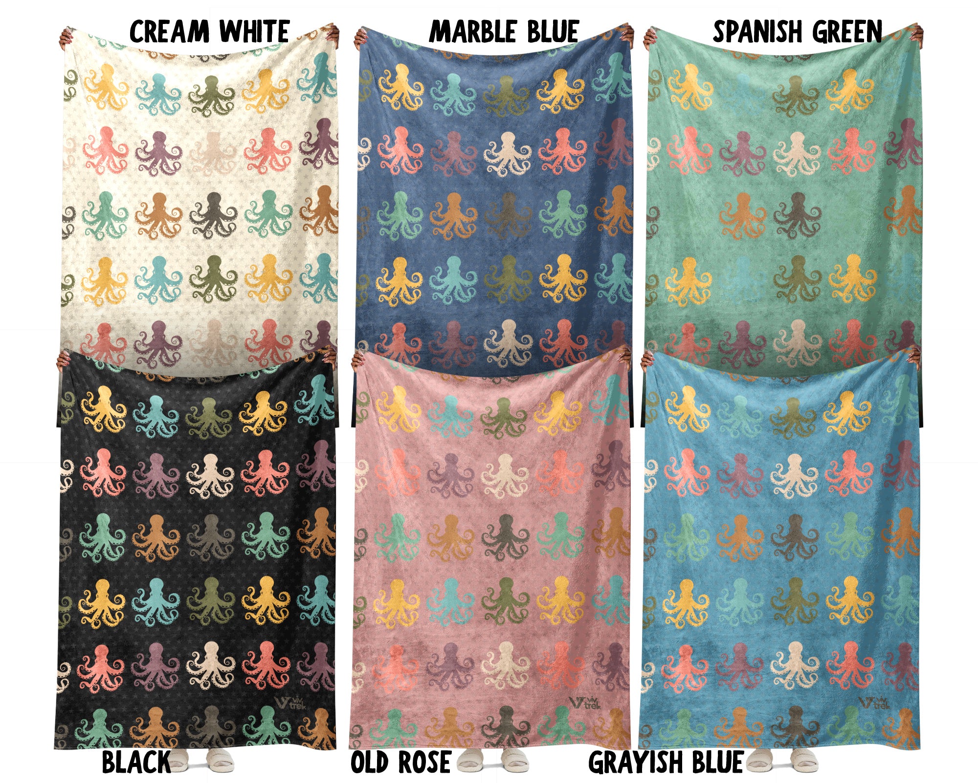 Retro Octopus Blanket Gift for Ocean Lovers, Cozy Sea Creature Throw, Nautical Decor Accent for Bedroom and Living Spaces