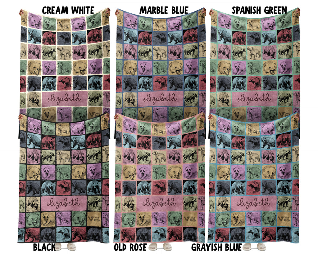 Personalized Name Honey Badger Blanket – Cozy Vintage Wildlife Throw