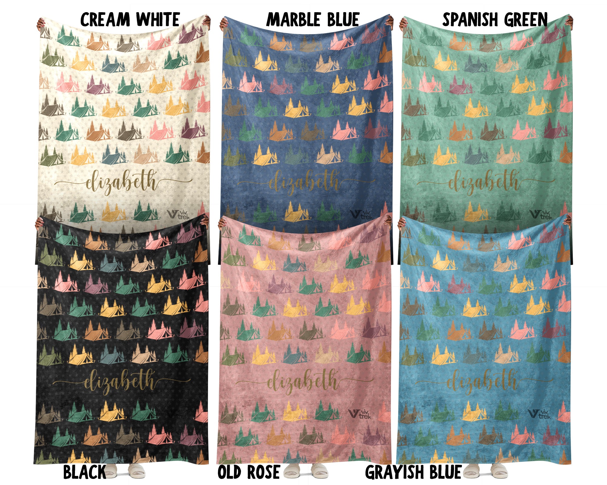 Custom Name Camping Blanket, Personalized Nature Throw, Cozy Outdoor Gift for Campers, Travelers, and Hikers