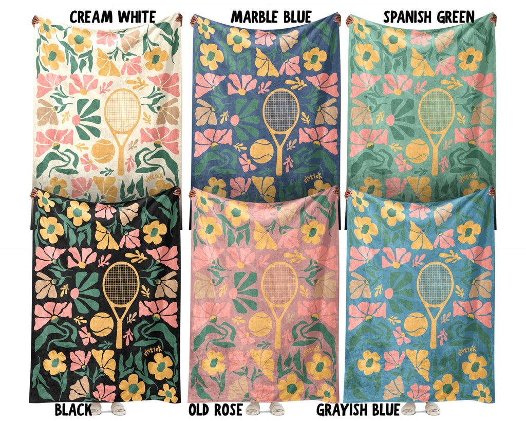 Floral Tennis Blanket – Cozy Vintage Player Throw Gift