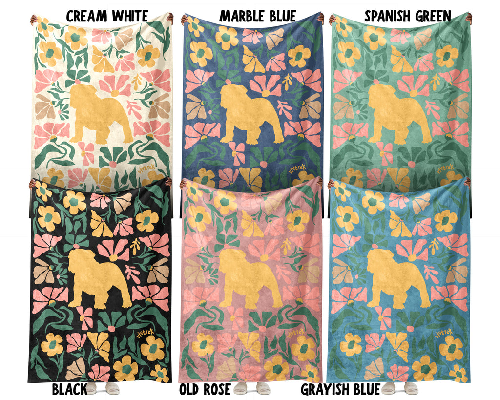 English Bulldog Blanket – Cozy Wildflower Dog Lover Throw
