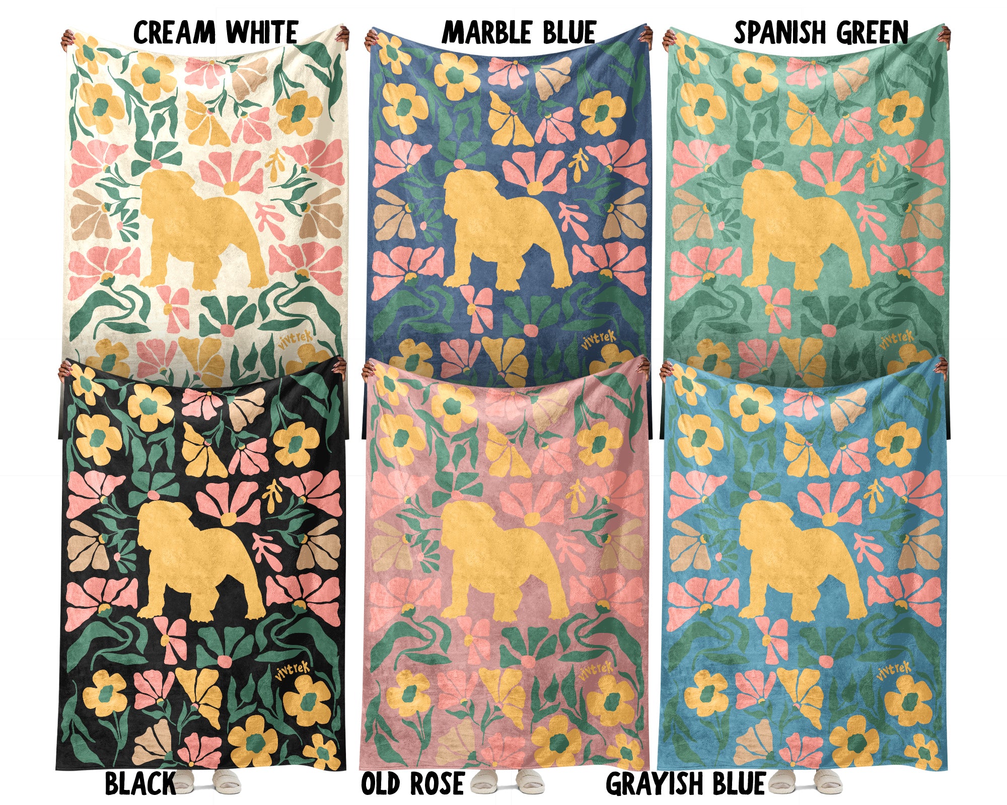 English Bulldog Blanket – Cozy Wildflower Dog Lover Throw