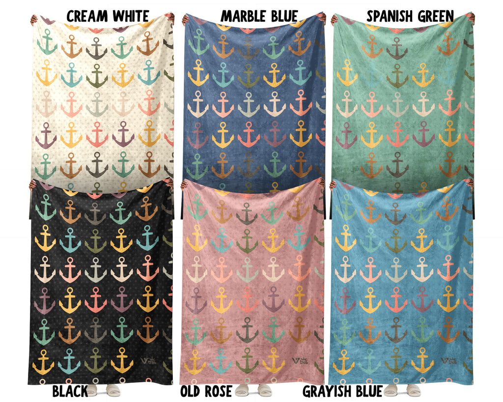 Retro Boat Anchor Blanket for Lake House Decor, Nautical Throw Gift for Sailors, Captains and Boating Fans