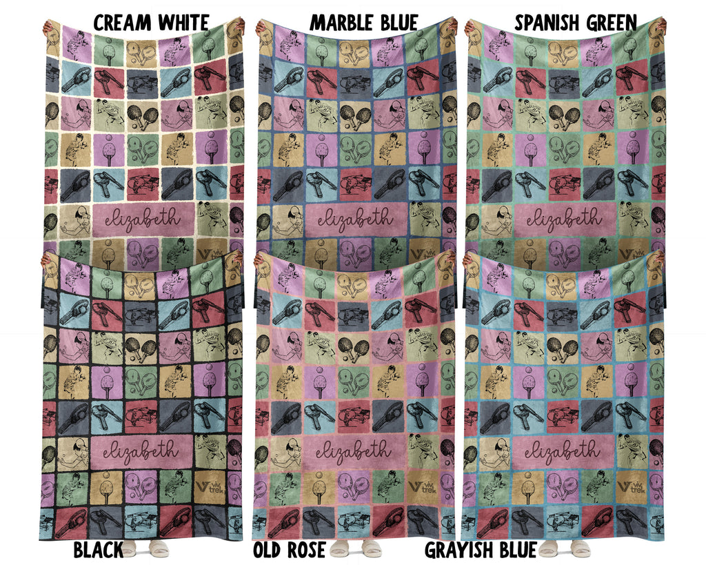 Personalized Table Tennis Blanket Cozy Custom Name Throw Soft Ping Pong Sports Decor Unique Gift for Fans