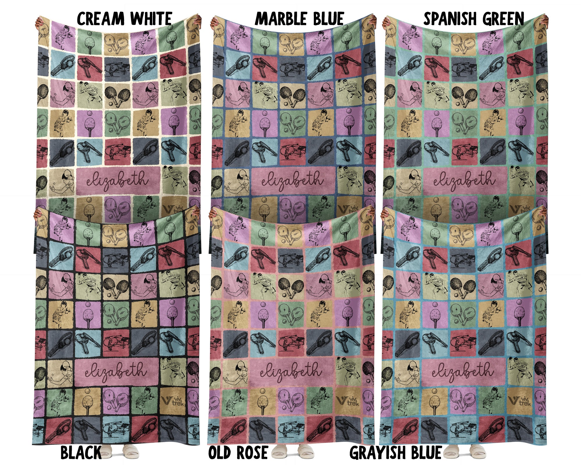 Personalized Table Tennis Blanket Cozy Custom Name Throw Soft Ping Pong Sports Decor Unique Gift for Fans
