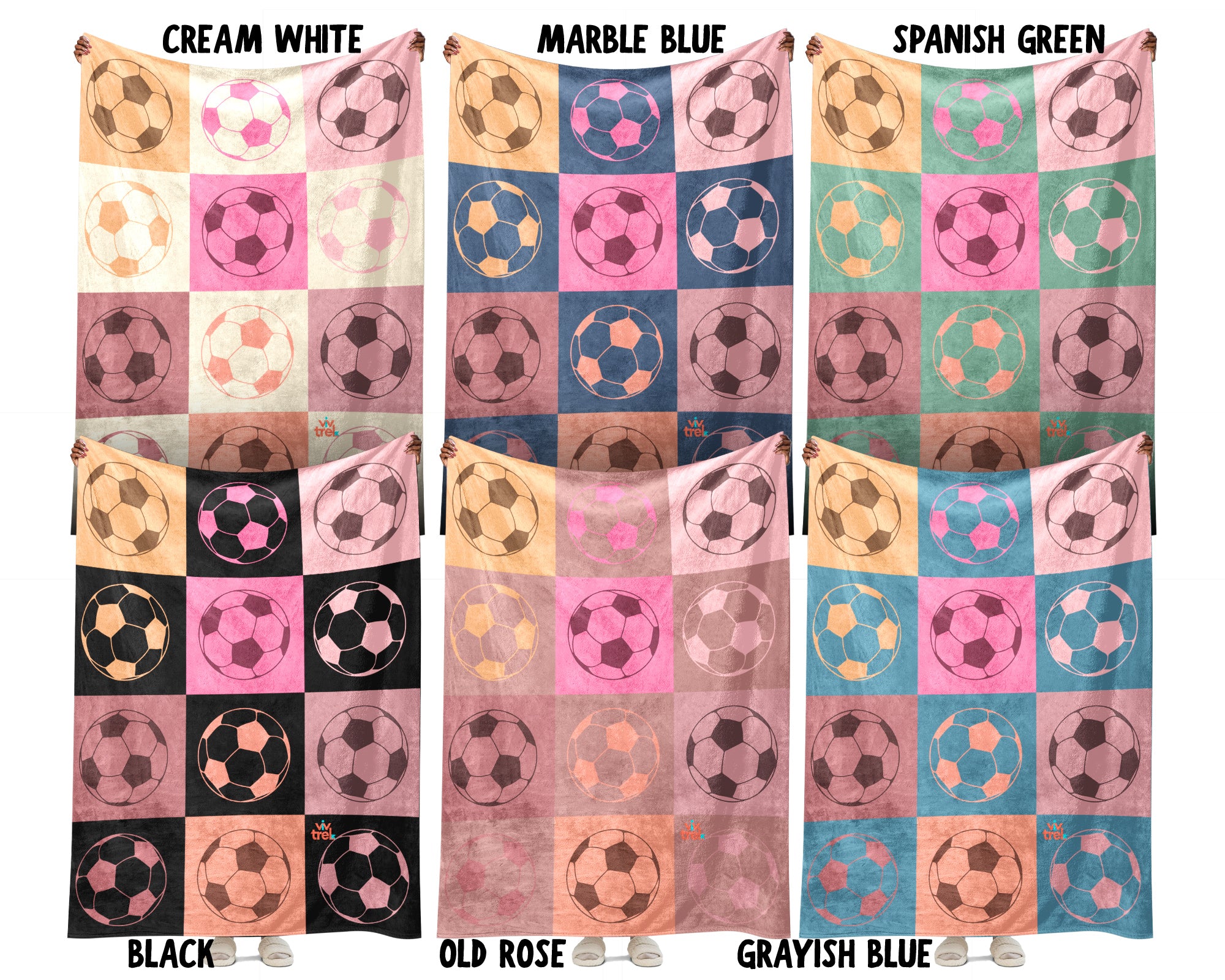 Soccer Lover Blanket Gift, Unique Football Fan Decor, Soccer Pastel Block Throw for Players, Cool Sports Graphic Blanket, Soccer Room Accent