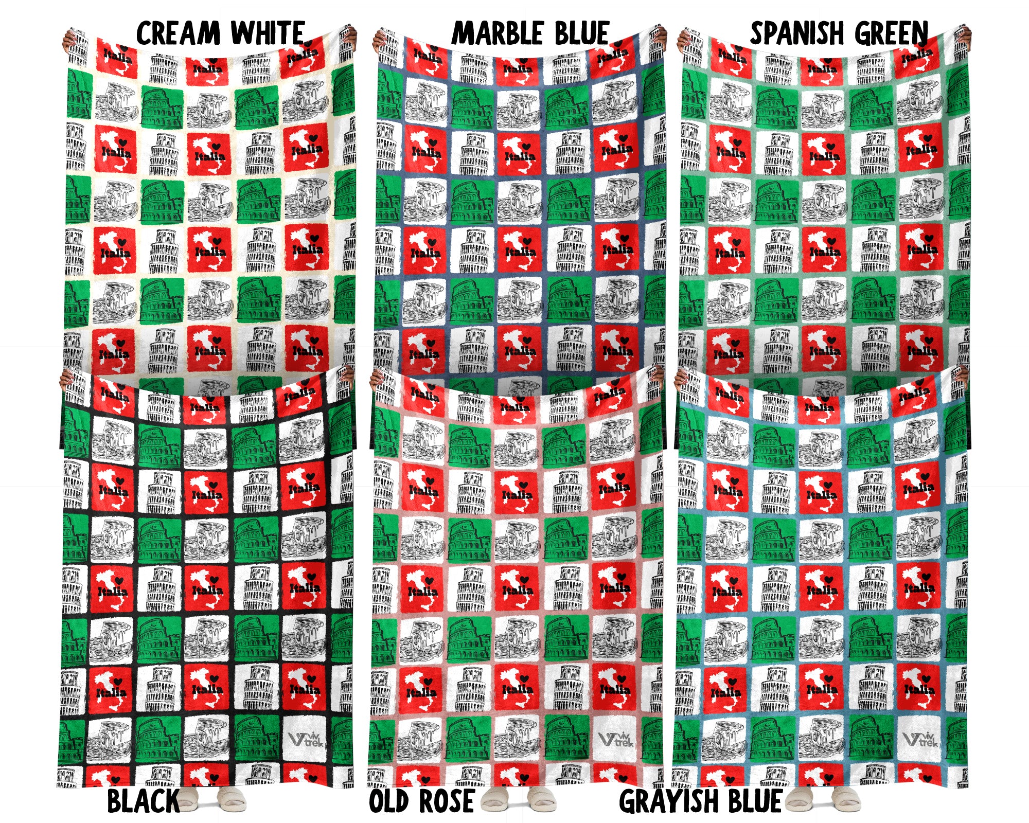 Retro Italy Blanket Throw with Italia Flag Design, Cozy Rome Venice Inspired Decor, Mediterranean Travel Lover Gift Blanket