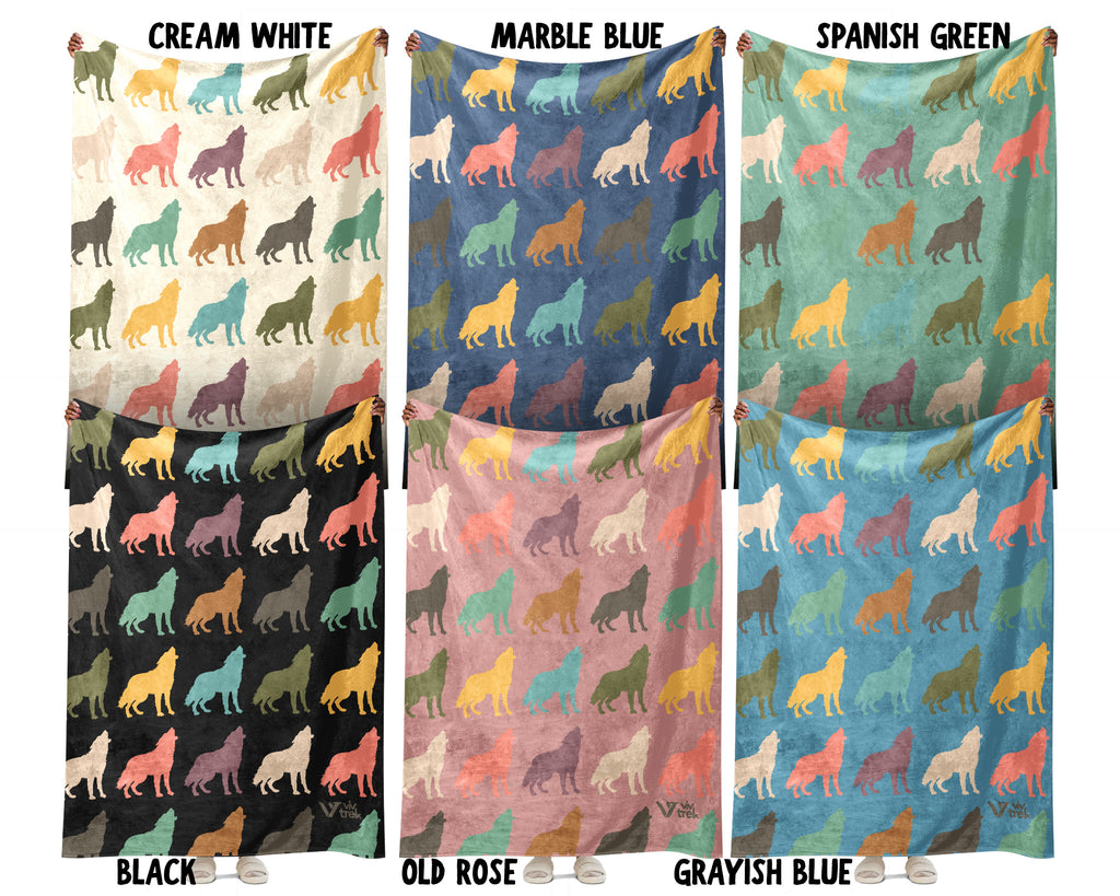 Retro Wolf Blanket Gift for Animal Lovers, Cozy Wildlife Throw, Forest Inspired Decor Accent for Bedroom and Living Spaces