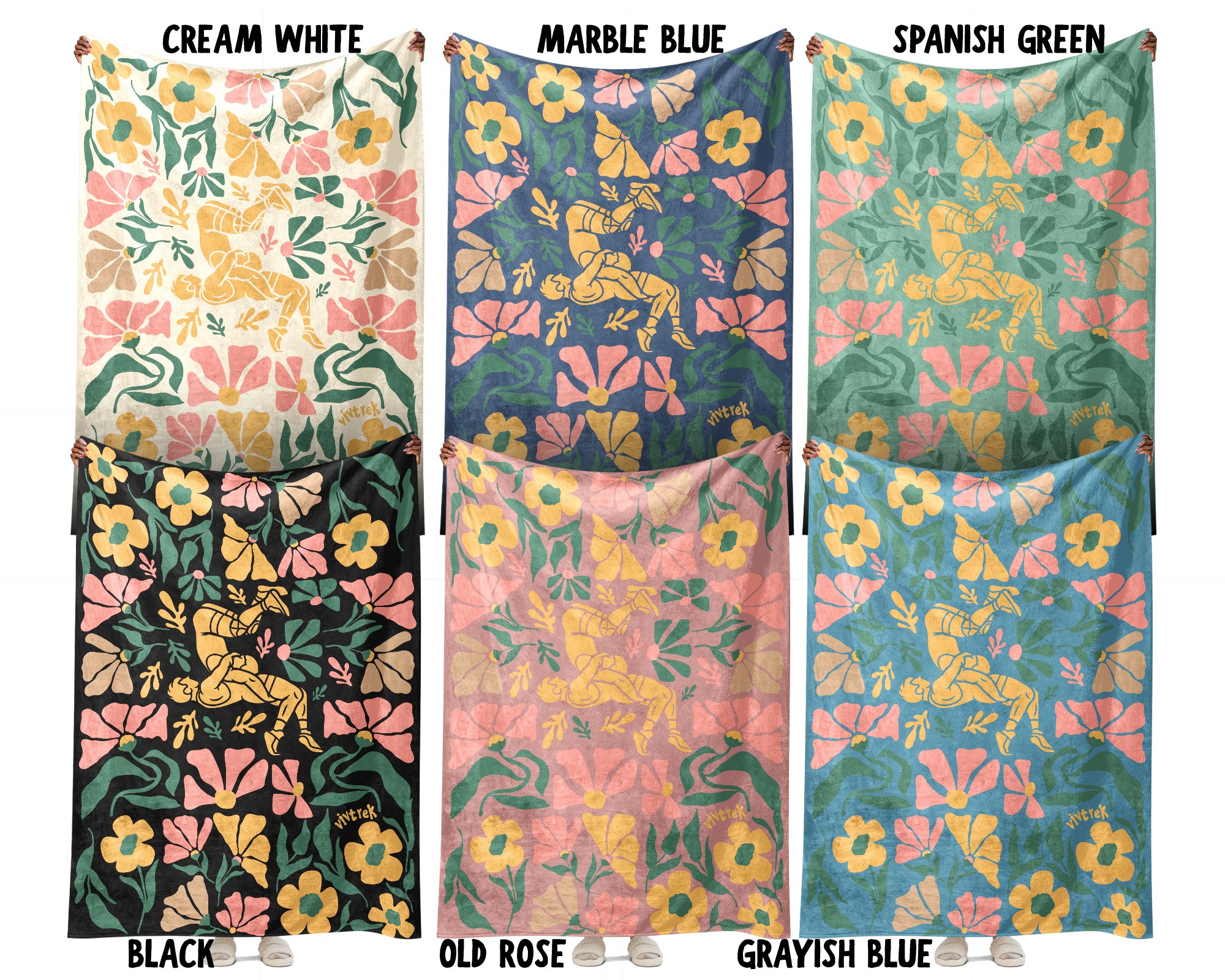 Floral Wrestling Blanket – Cozy Athlete Lover Throw