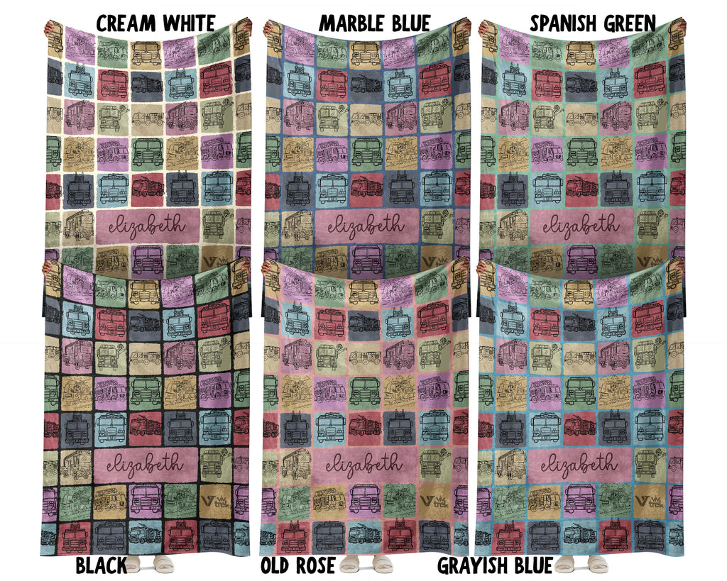 Custom Name Fire Truck Kids Blanket – Personalized Firefighter Throw