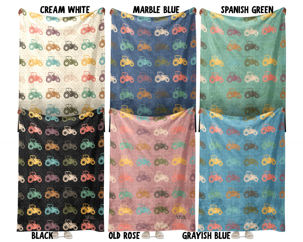 Retro Farming Blanket Gift for Country Lovers, Cozy Tractor Field Throw, Farmhouse Decor Accent for Bedroom and Living Spaces