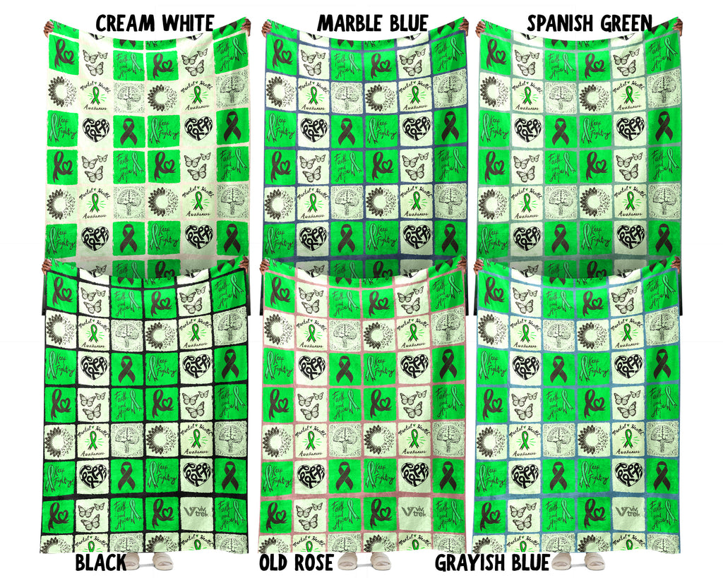 Mental Health Awareness Blanket with Green Ribbon, Cozy Wellness Throw, Thoughtful Comfort Gift for Loved Ones in May, Supportive & Inspirational, Battle Blanket