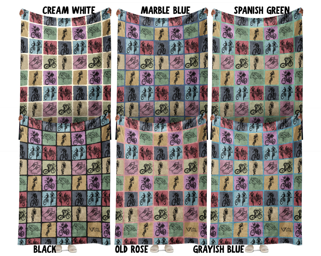 Vintage Cycling Blanket for Bicycle Lovers and Mountain Bike Fans