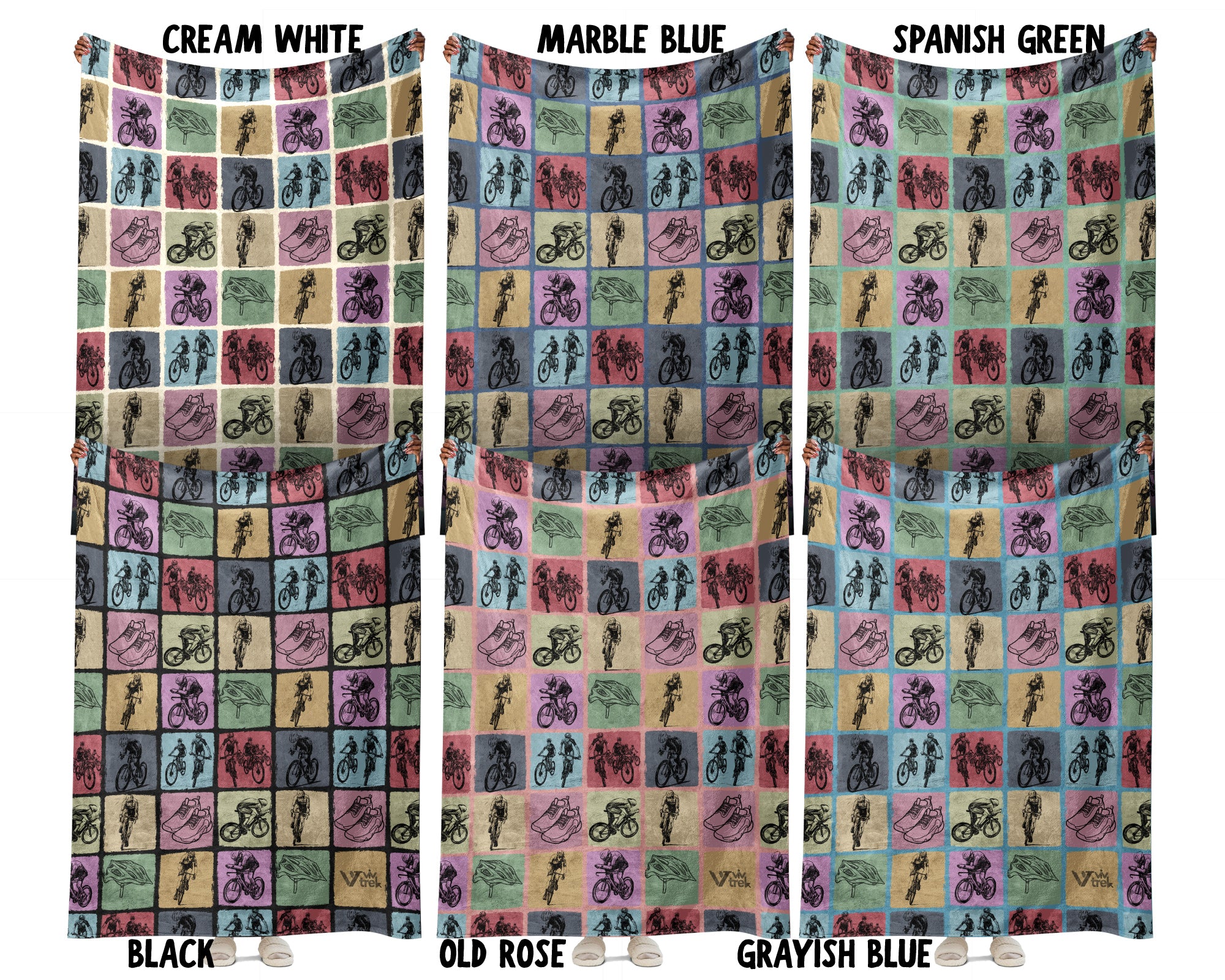 Vintage Cycling Blanket for Bicycle Lovers and Mountain Bike Fans