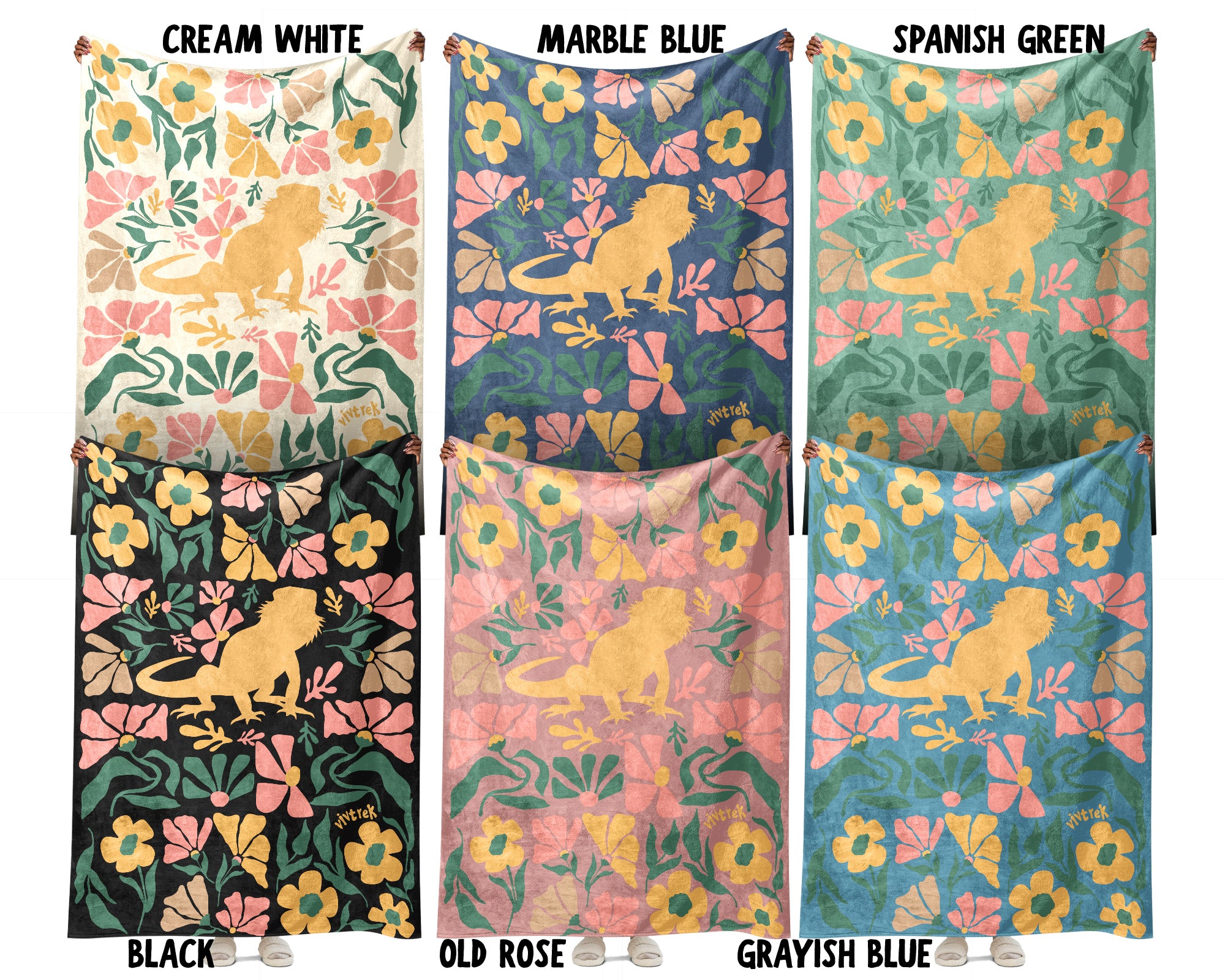 Floral Bearded Dragon Blanket – Cozy Throw for Lizard Lovers & Reptile Fans