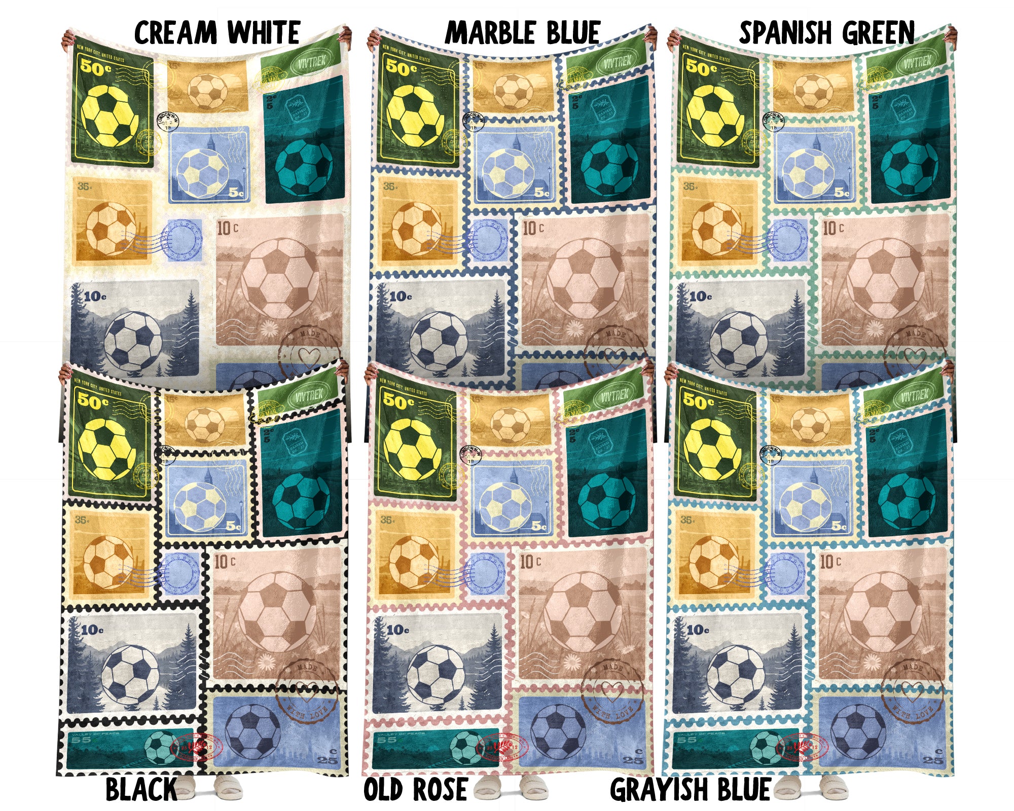 Soccer Lover Blanket Gift, Soccer Stamp Throw for Players, Cozy Unique Football Fan Decor, Cool Sports Graphic Blanket, Soccer Room Accent