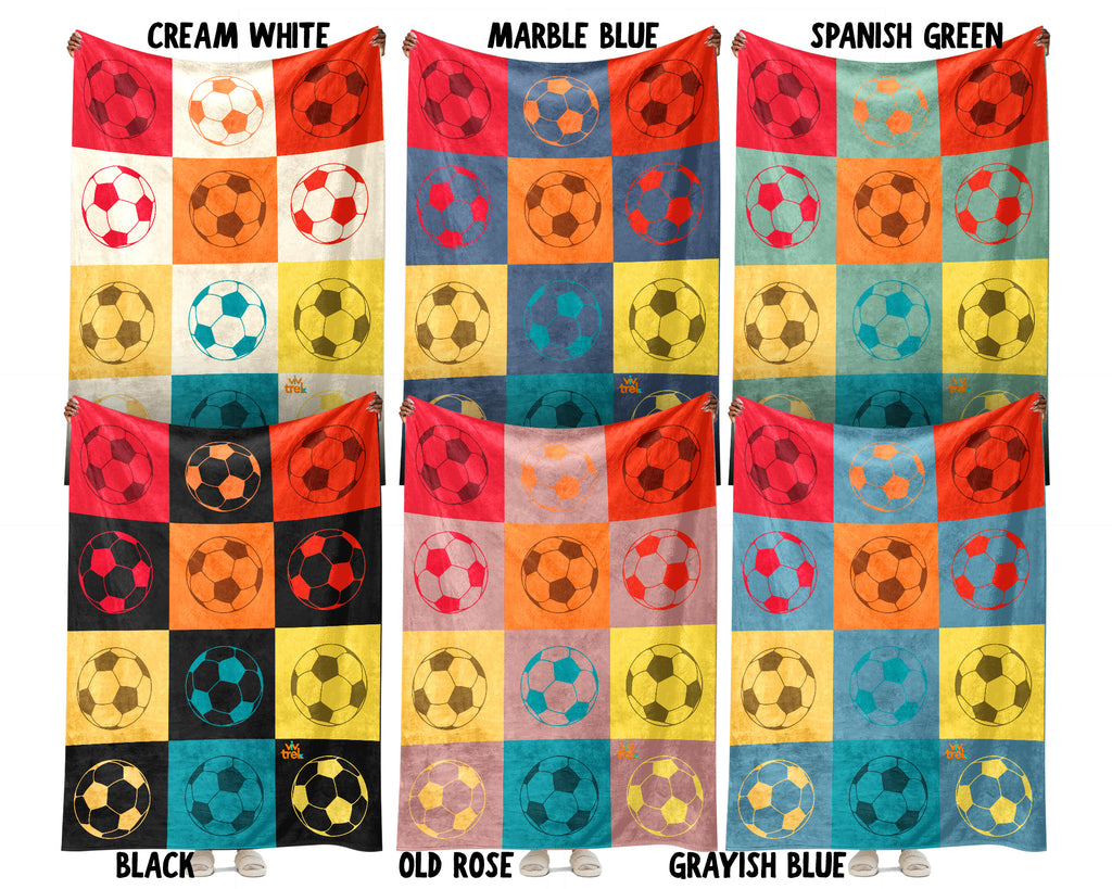 Retro Soccer Lover Blanket Gift, Cozy Soccer Throw for Players, Unique Football Fan Decor, Cool Sports Graphic Blanket, Soccer Room Accent
