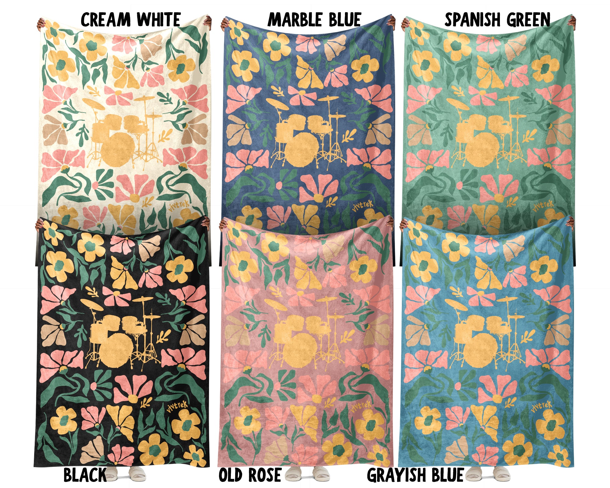 Floral Drummer Blanket – Cozy Musician Throw Gift