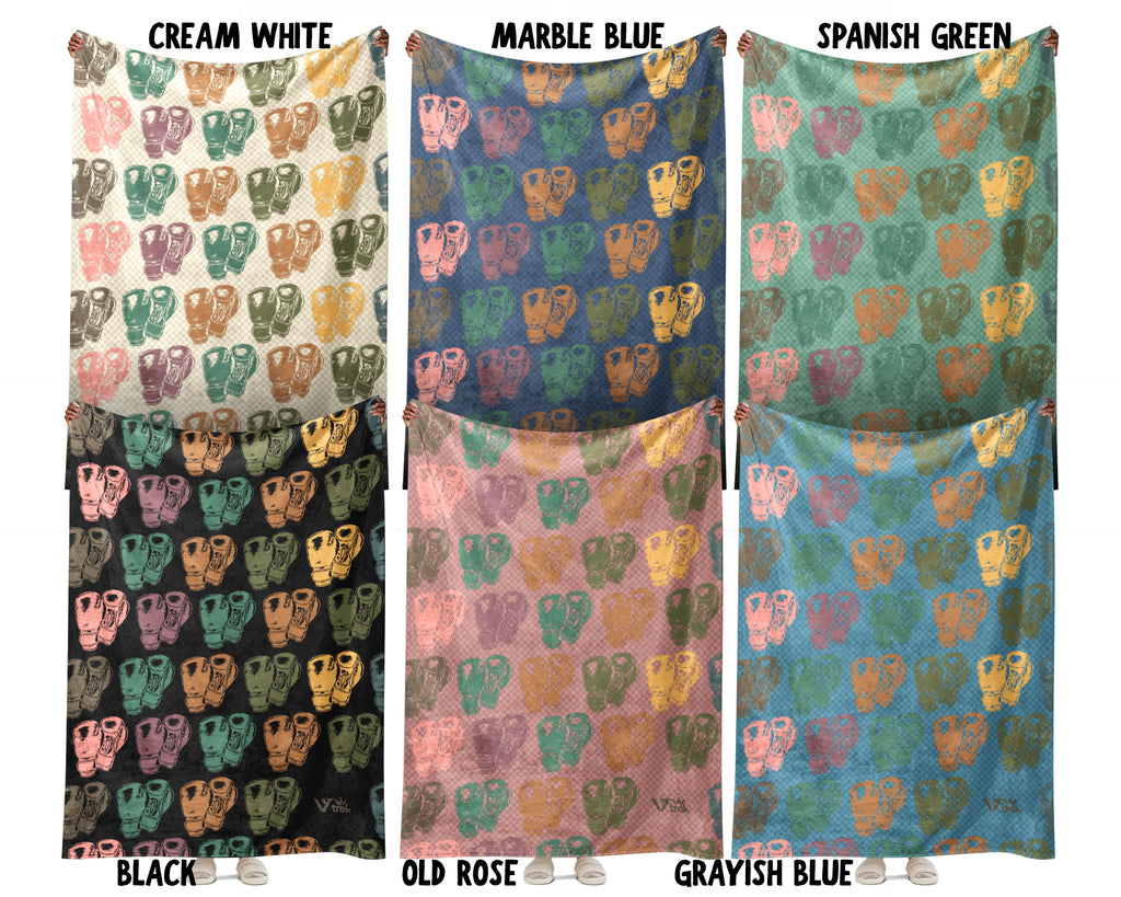 Retro Boxing Lover Blanket Cozy Sports Throw for Athletes Soft Gloves Design Fleece Blanket Unique Fitness Gift Decor
