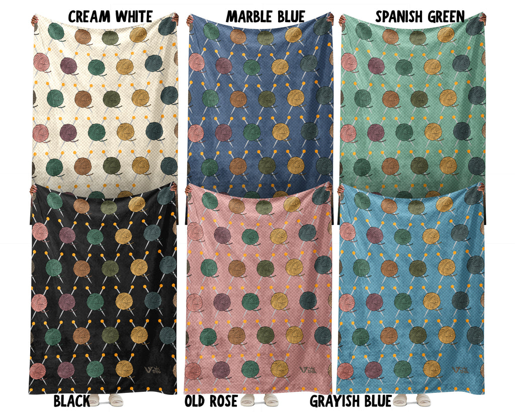 Retro Knitting Lover Blanket, Vintage Yarn Crochet Throw for Crafters, Cozy Needlework Gift and Home Accent