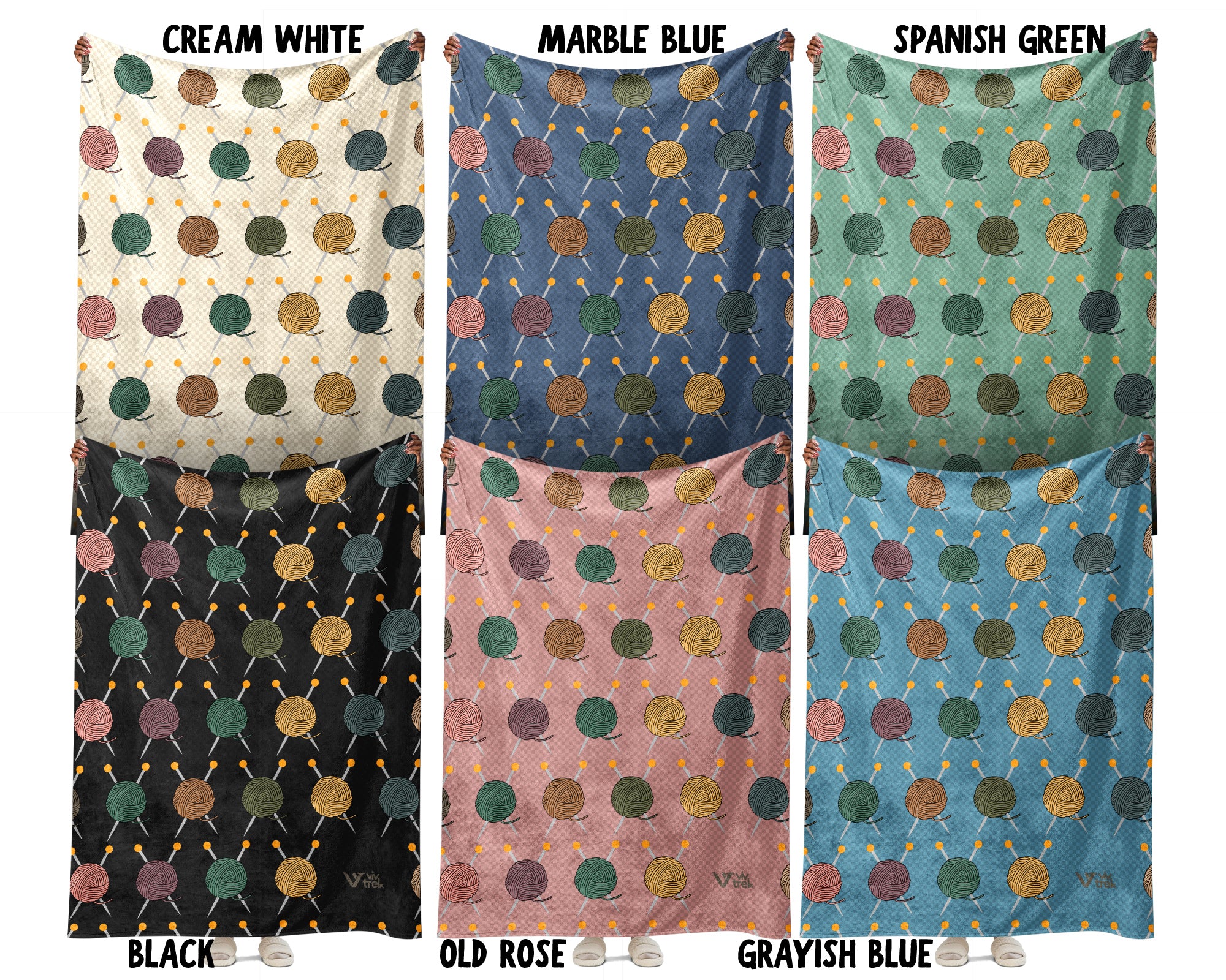 Retro Knitting Lover Blanket, Vintage Yarn Crochet Throw for Crafters, Cozy Needlework Gift and Home Accent
