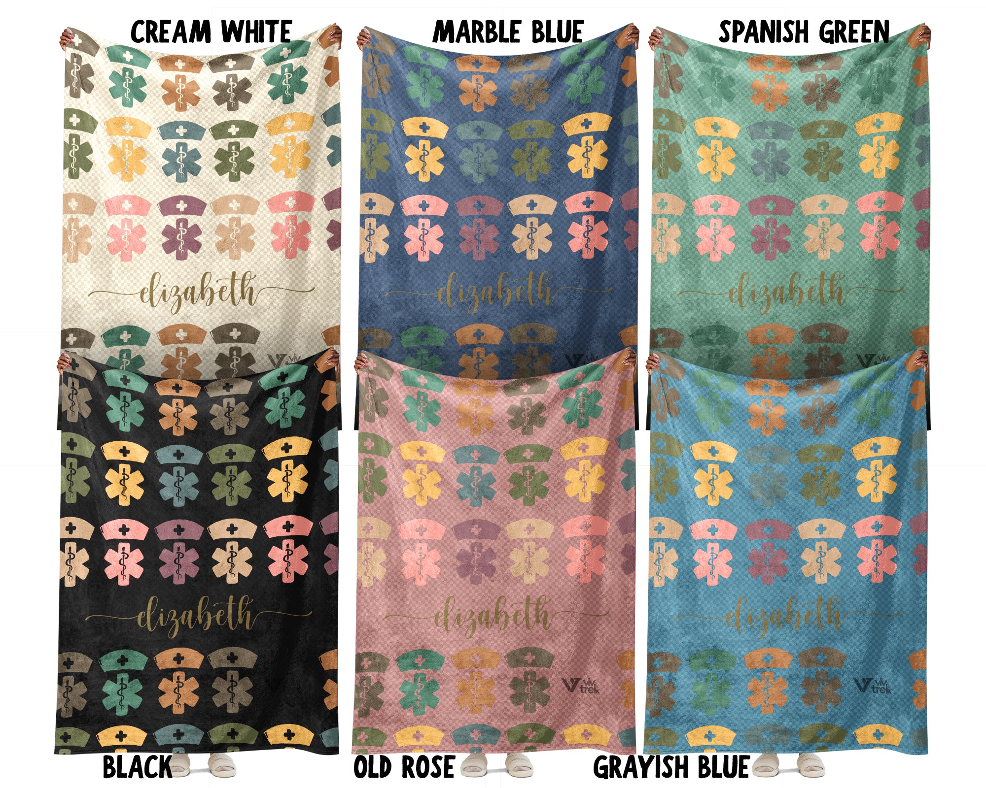 Personalized Nurse Blanket Custom Name Cozy RN Throw Gift, Retro Nursing Graphic Blanket, Medical Worker Gift for Her