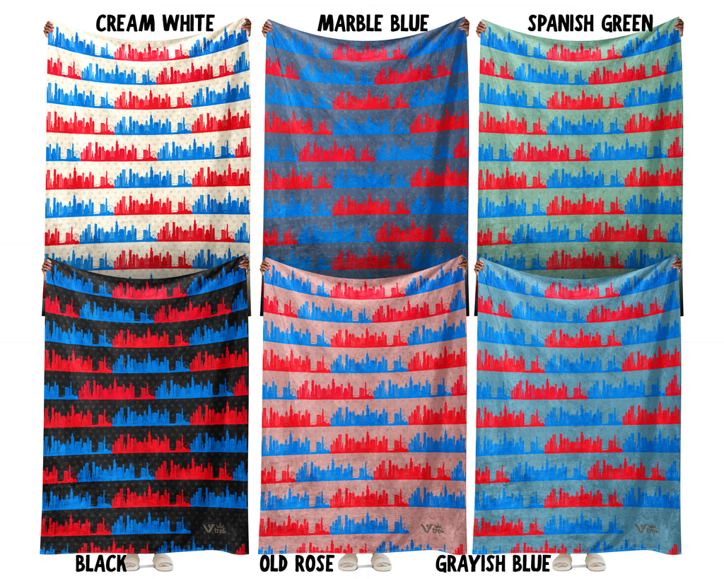 Retro Chicago City Map Blanket Throw, Cozy Windy City Decor, Skyline Design, Illinois Pride Gift, Urban Sofa Throw Blanket