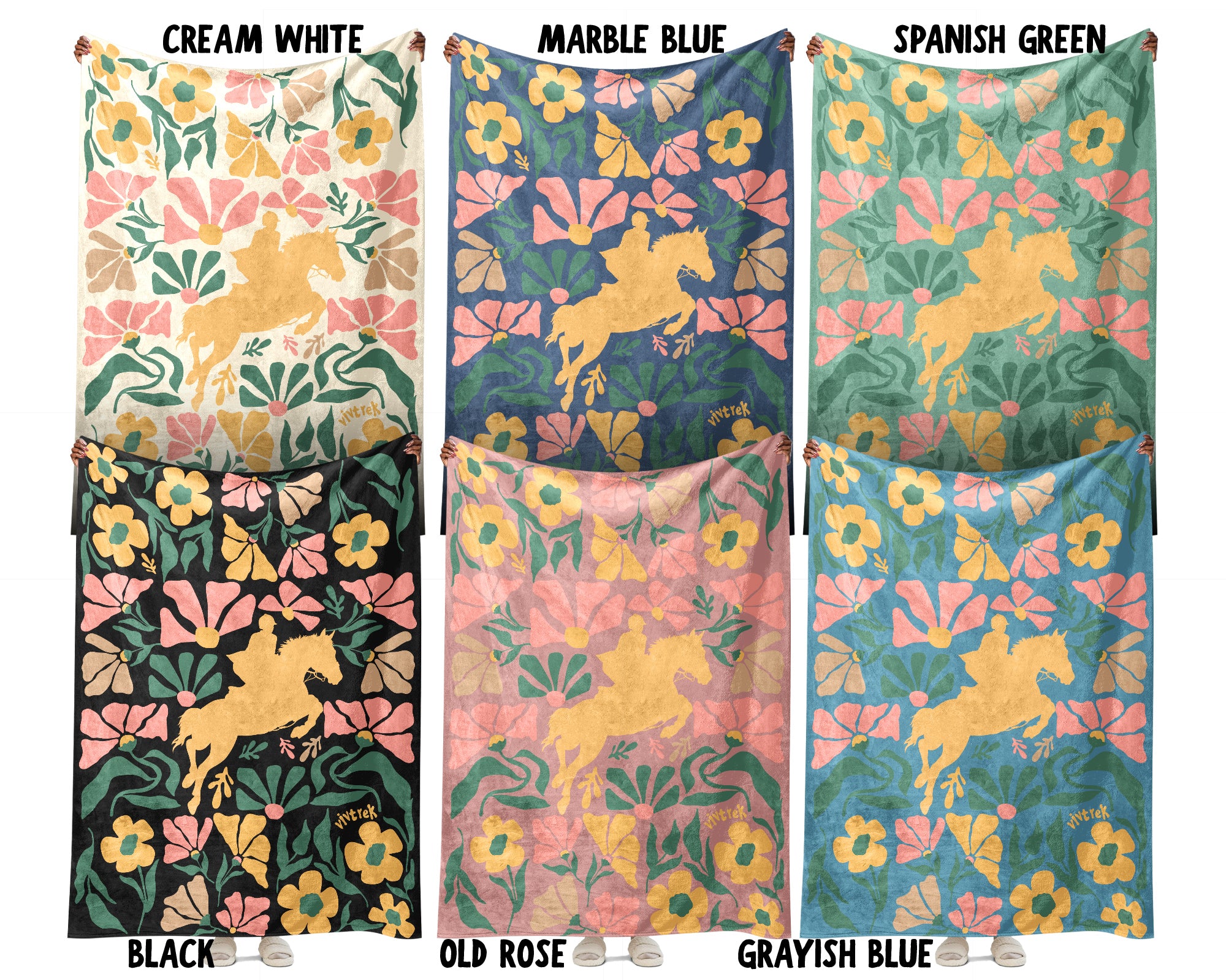 Floral Horse Racing Blanket – Cozy Equestrian Fan Throw